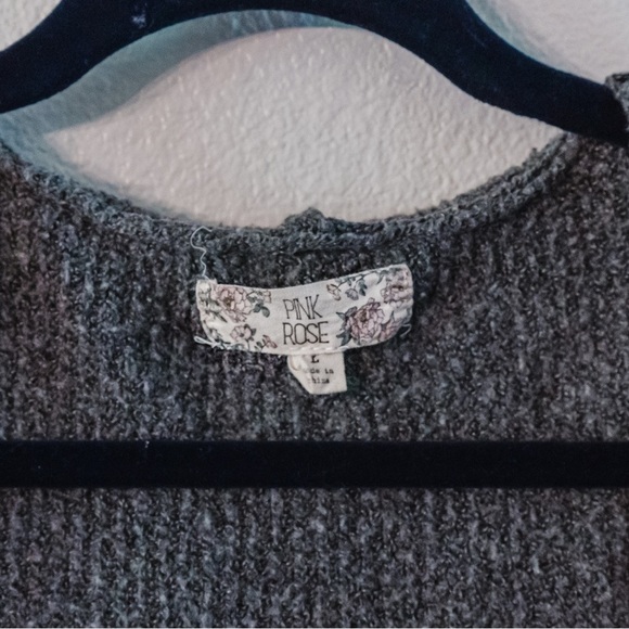 Pink Rose Charcoal Hooded Cardigan - Picture 2 of 2